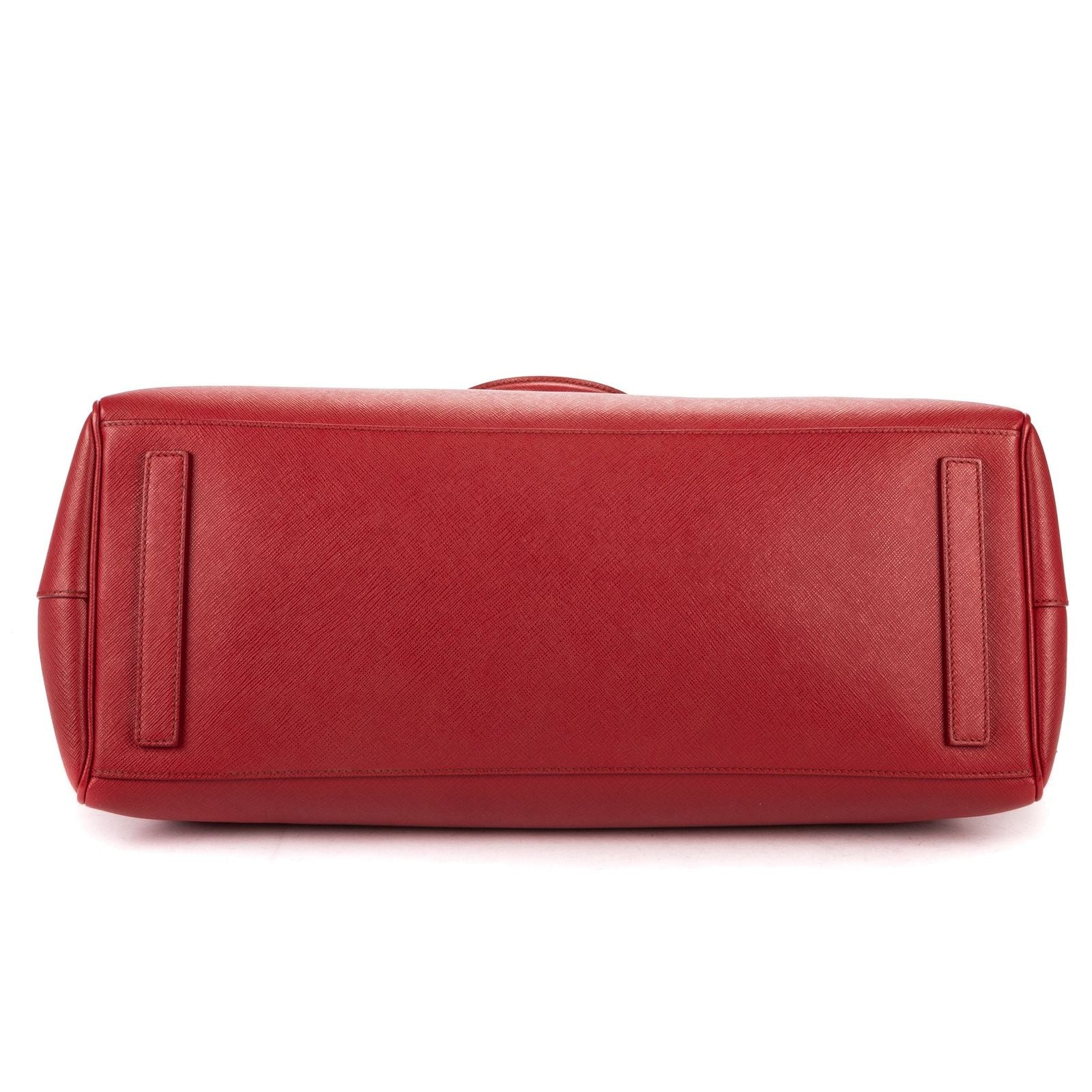 Prada Largedouble Zip Galleria Tote Red Saffiano Leather — view 6