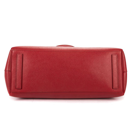 Prada Largedouble Zip Galleria Tote Red Saffiano Leather — view 6
