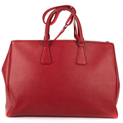 Prada Largedouble Zip Galleria Tote Red Saffiano Leather — view 5