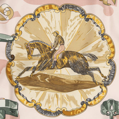 Hermes Scarf Lightpink Green Yellow 100% Twillsilk — view 3