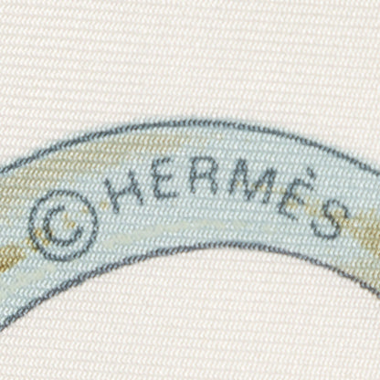 Hermes Scarf Lightgreen Brown White 100% Twillsilk — view 4