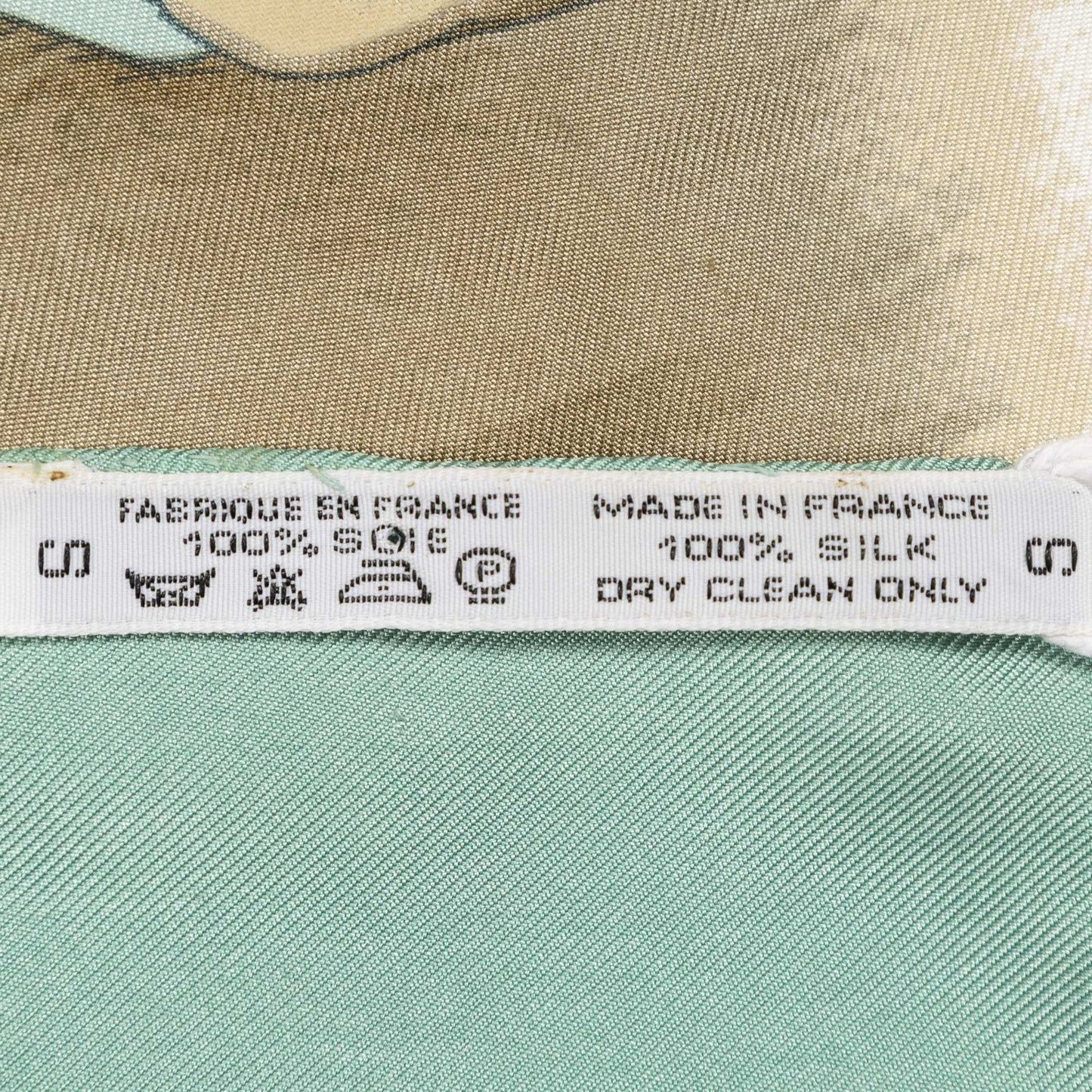 Hermes Scarf Lightgreen Brown White 100% Twillsilk — view 5