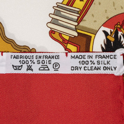 Hermes Scarf Red Navy Beige 100% Twillsilk — view 5