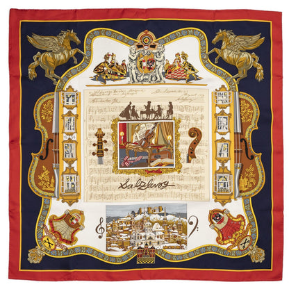 Hermes Scarf Red Navy Beige 100% Twillsilk — view 2