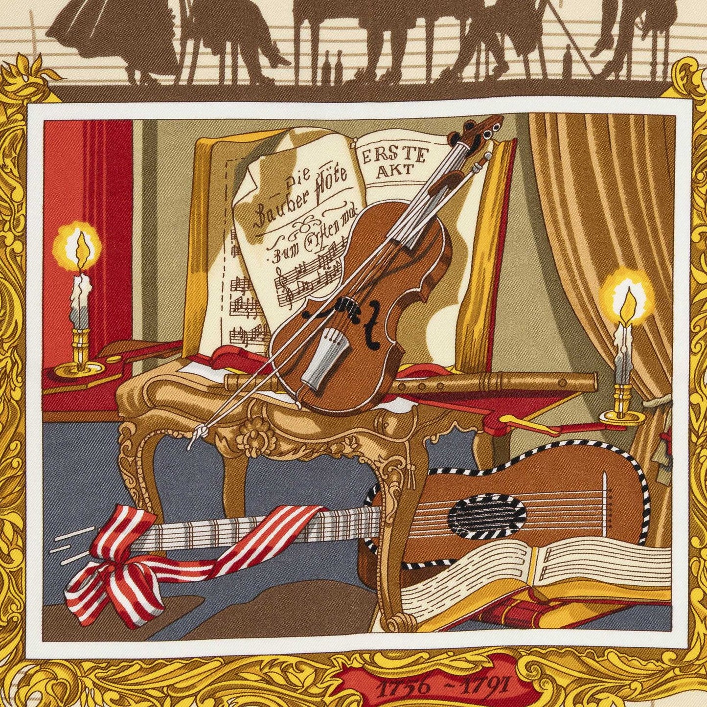Hermes Scarf Red Navy Beige 100% Twillsilk — view 3