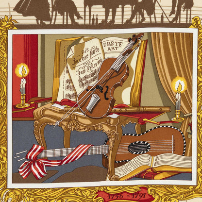 Hermes Scarf Red Navy Beige 100% Twillsilk — view 3