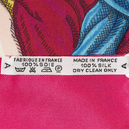 Hermes Scarf Fuchsia Pink White 100% Twillsilk — view 5