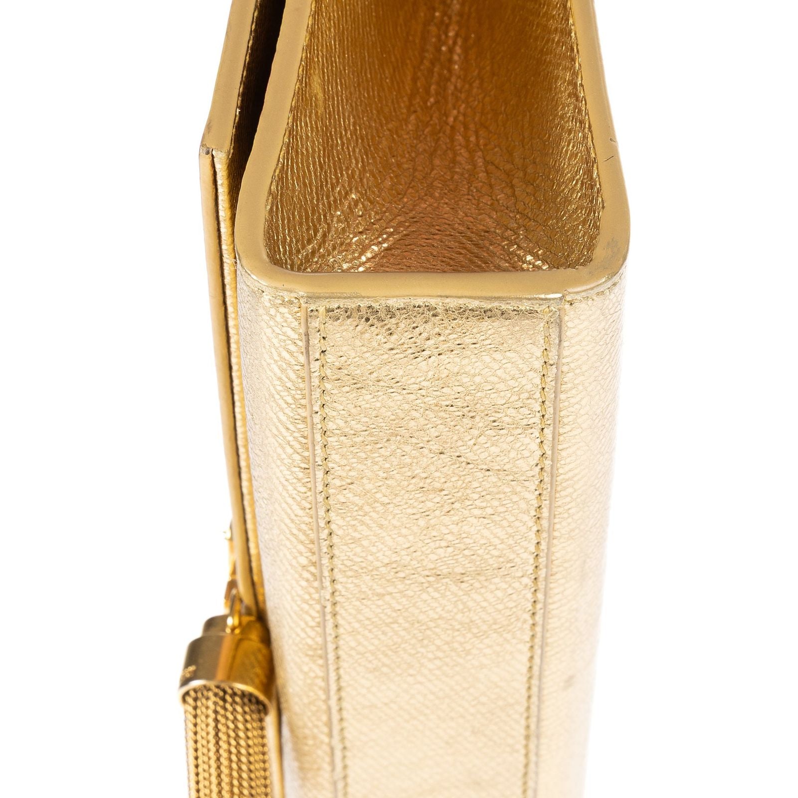 Saint Laurent Kate Wallet on Chain Metallicgold Spikecalfskin Leather Shoulder — view 8