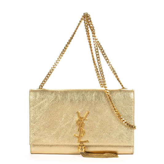 Saint Laurent Kate Wallet on Chain Metallicgold Spikecalfskin Leather Shoulder