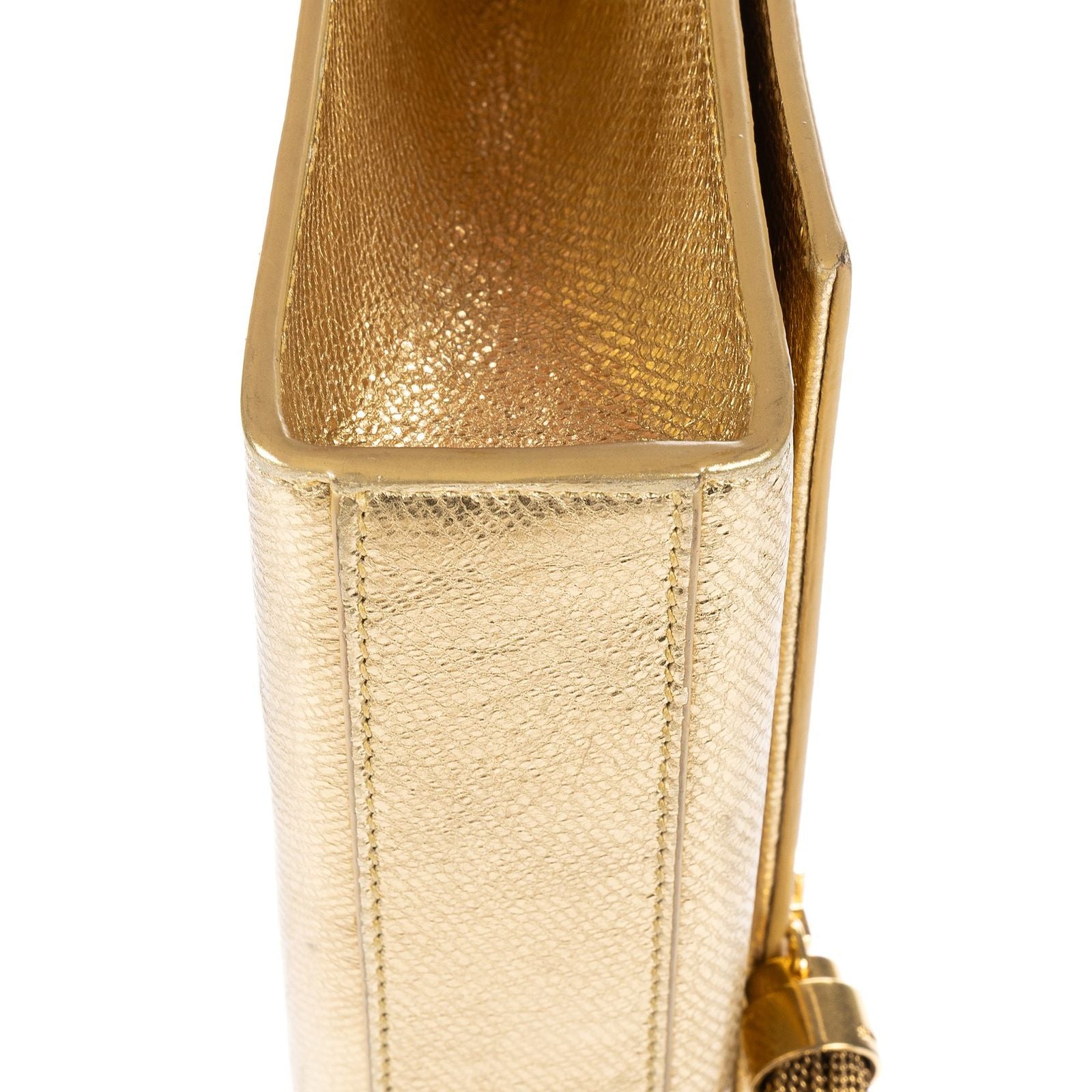 Saint Laurent Kate Wallet on Chain Metallicgold Spikecalfskin Leather Shoulder — view 7
