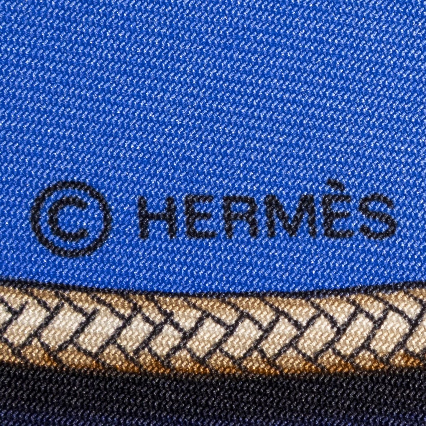 Hermes Scarf Navy Blue Brown 100% Twillsilk — view 4