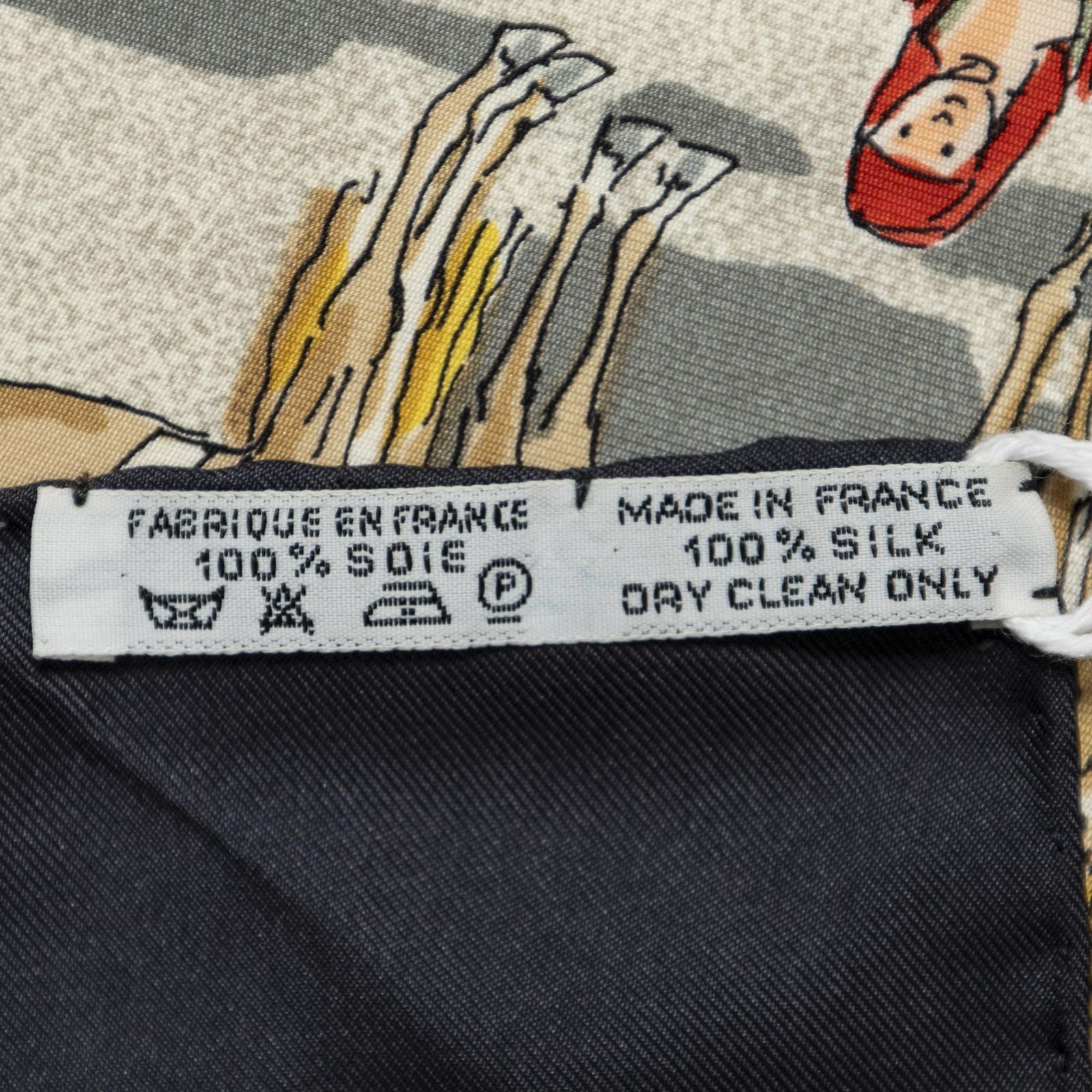 Hermes Scarf Gray Ivory Green 100% Twillsilk — view 5