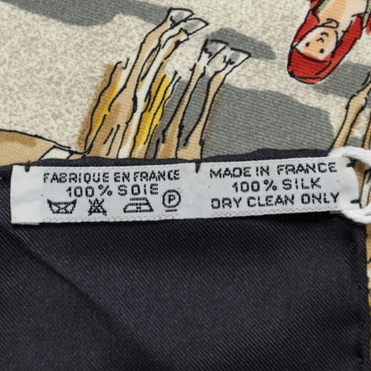 Hermes Scarf Gray Ivory Green 100% Twillsilk — view 5