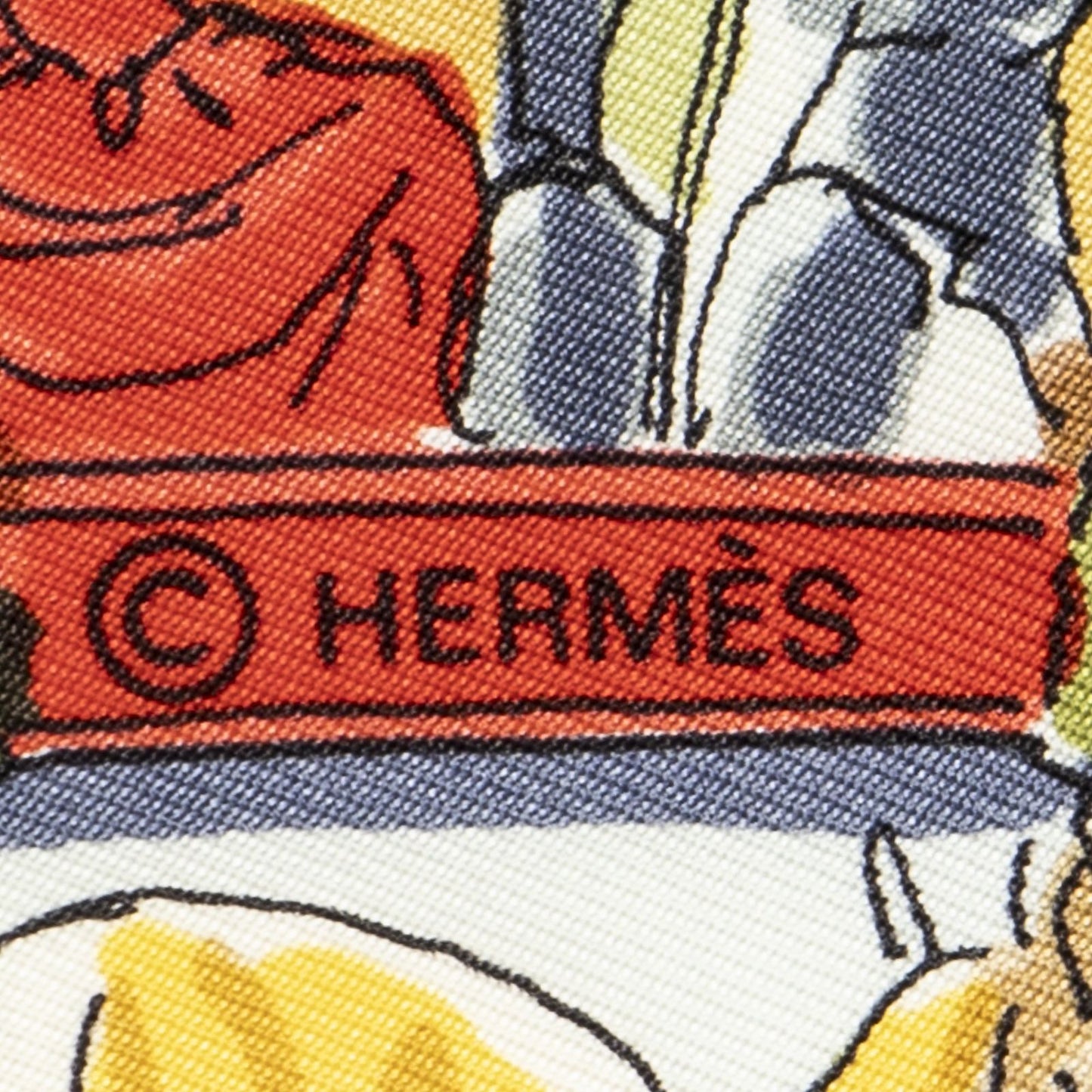 Hermes Scarf Gray Ivory Green 100% Twillsilk — view 4