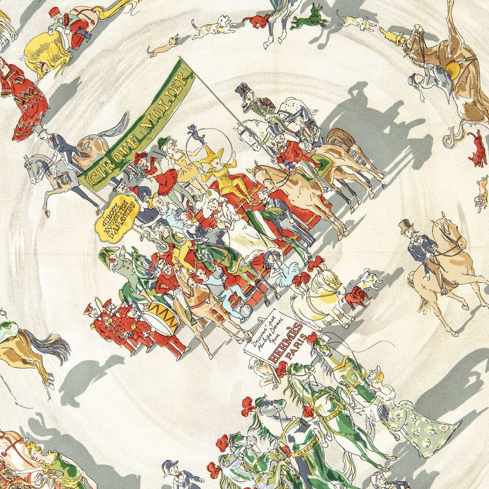 Hermes Scarf Gray Ivory Green 100% Twillsilk — view 3