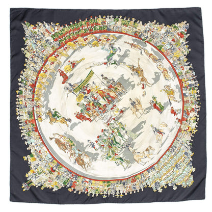 Hermes Scarf Gray Ivory Green 100% Twillsilk — view 2