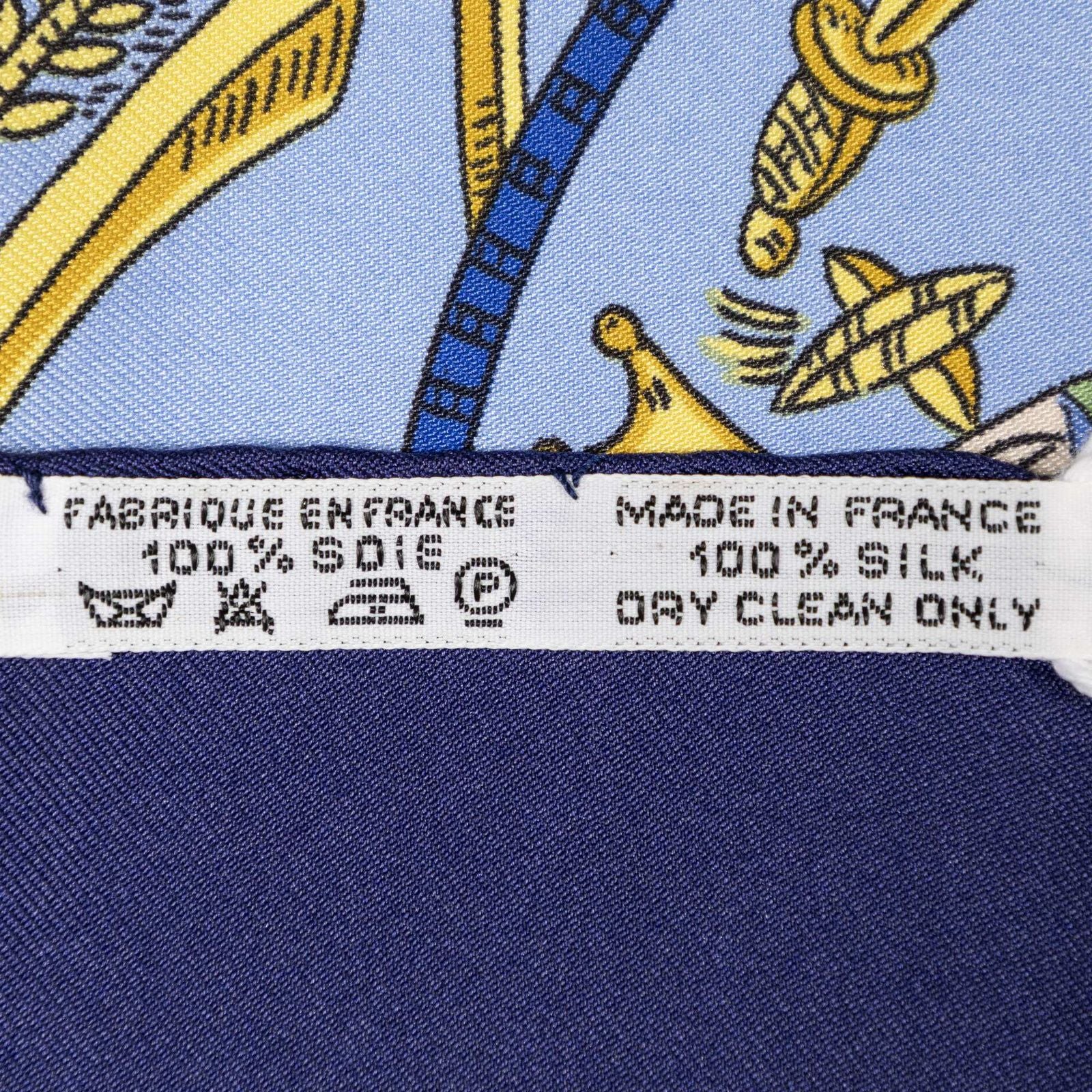 Hermes Scarf Navy Yellow Green 100% Twillsilk — view 5