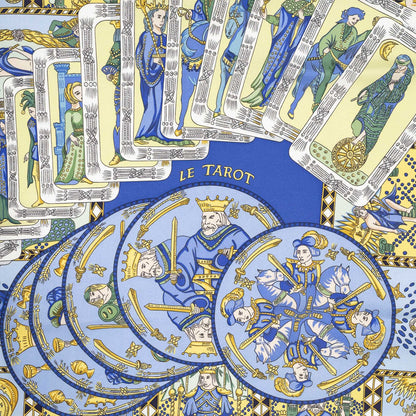 Hermes Scarf Navy Yellow Green 100% Twillsilk — view 3