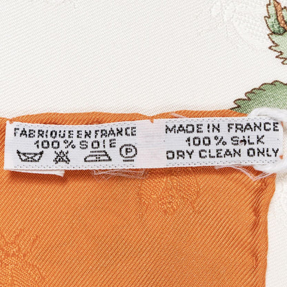 Hermes Scarf Orange Ivory Green 100% Jacquardsilk — view 5