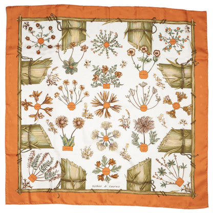 Hermes Scarf Orange Ivory Green 100% Jacquardsilk — view 2