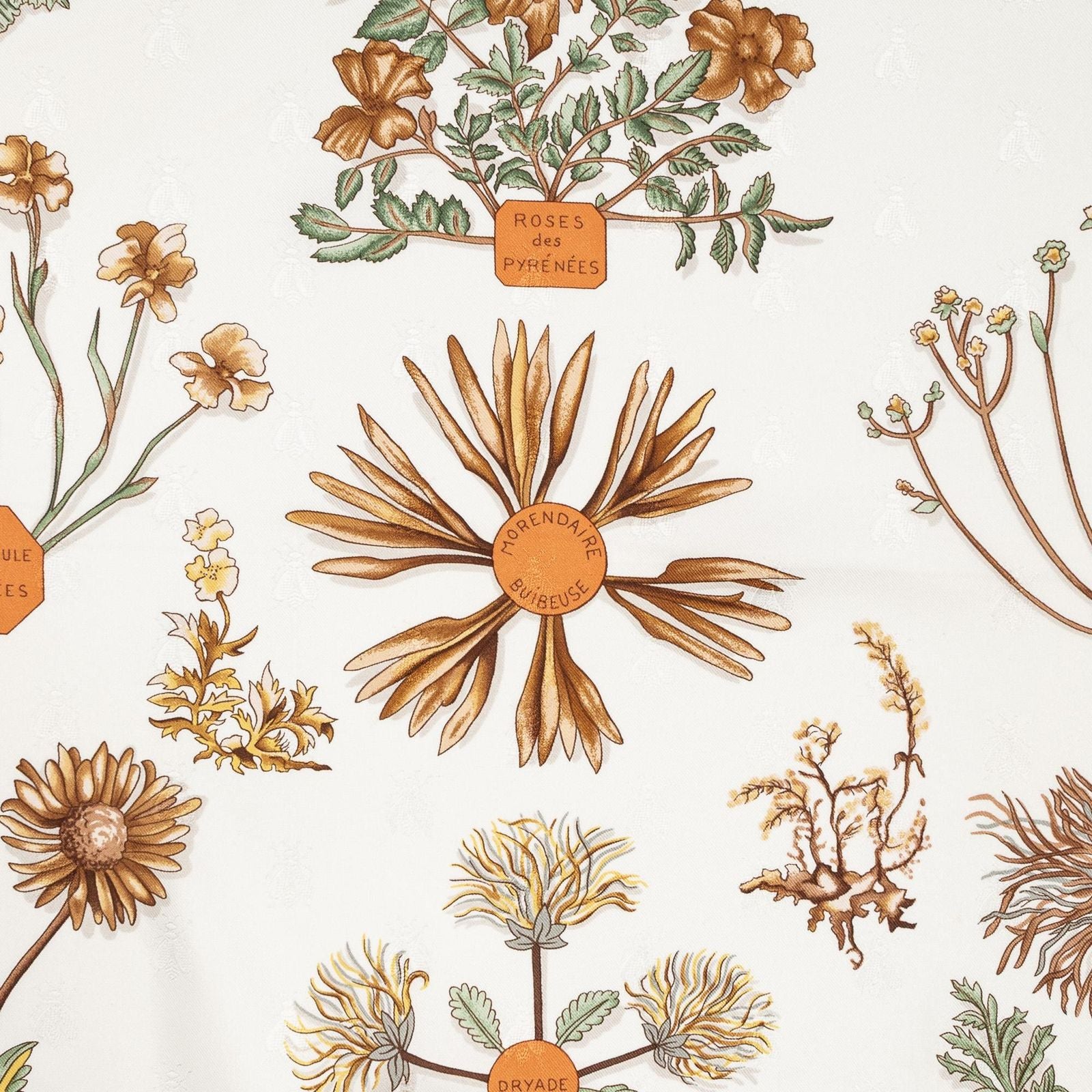 Hermes Scarf Orange Ivory Green 100% Jacquardsilk — view 3