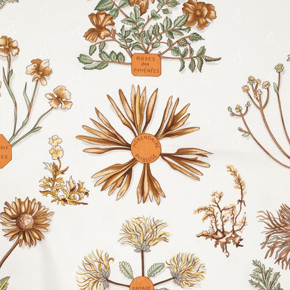 Hermes Scarf Orange Ivory Green 100% Jacquardsilk — view 3