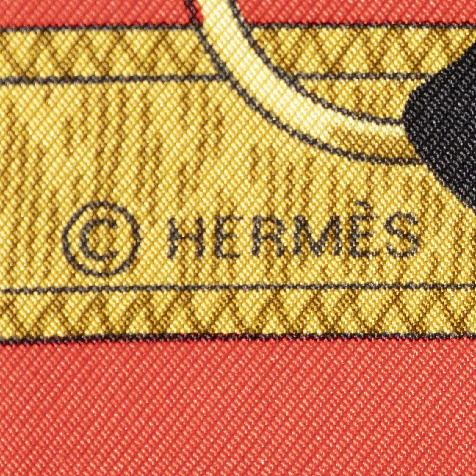 Hermes Scarf Red Black 100% Twillsilk — view 4