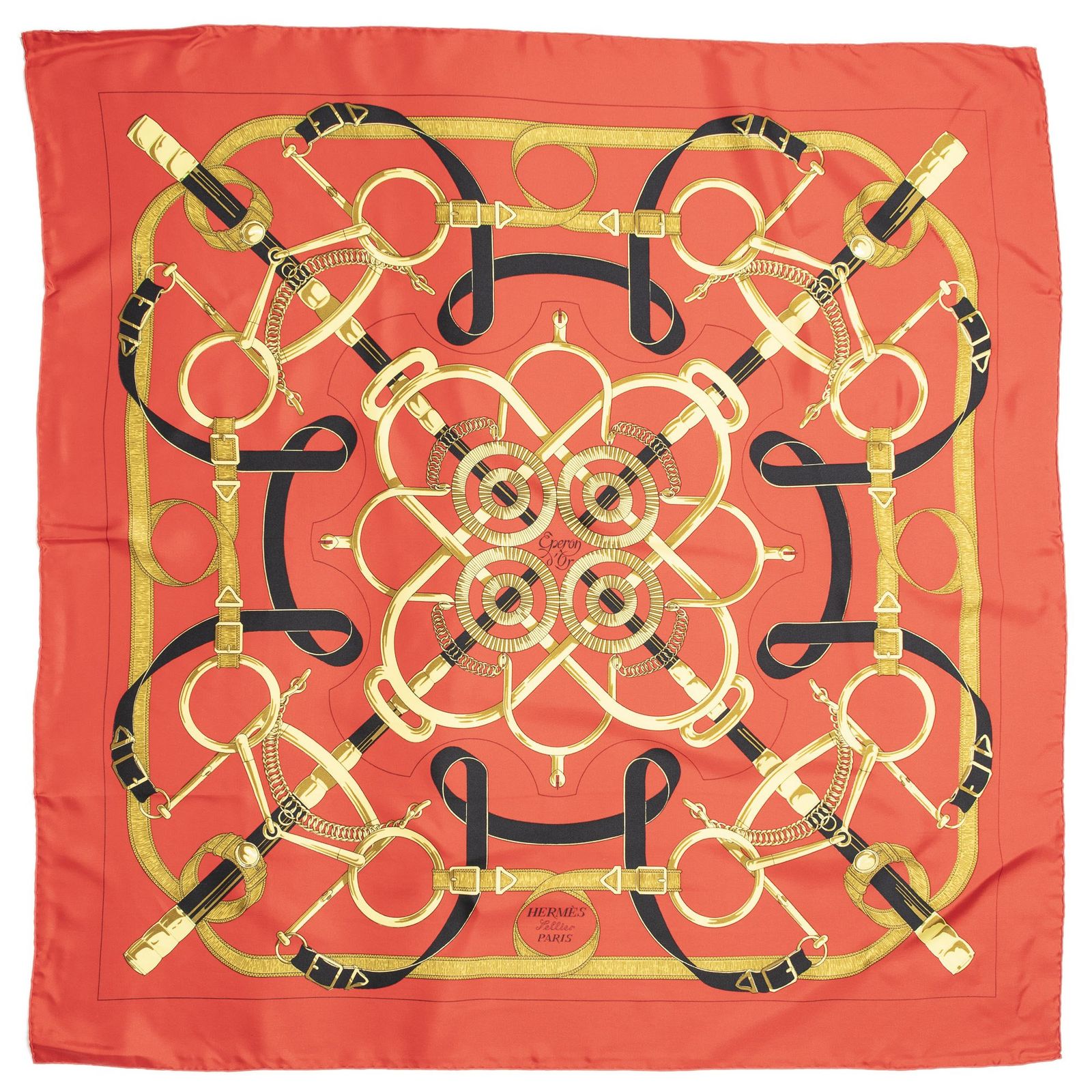 Hermes Scarf Red Black 100% Twillsilk — view 2