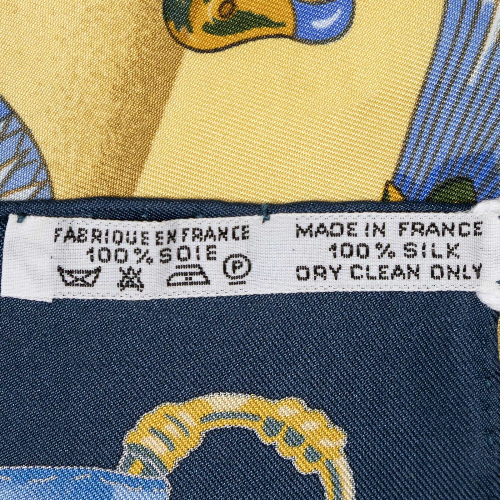 Hermes Scarf Navy Yellow 100% Twillsilk — view 5