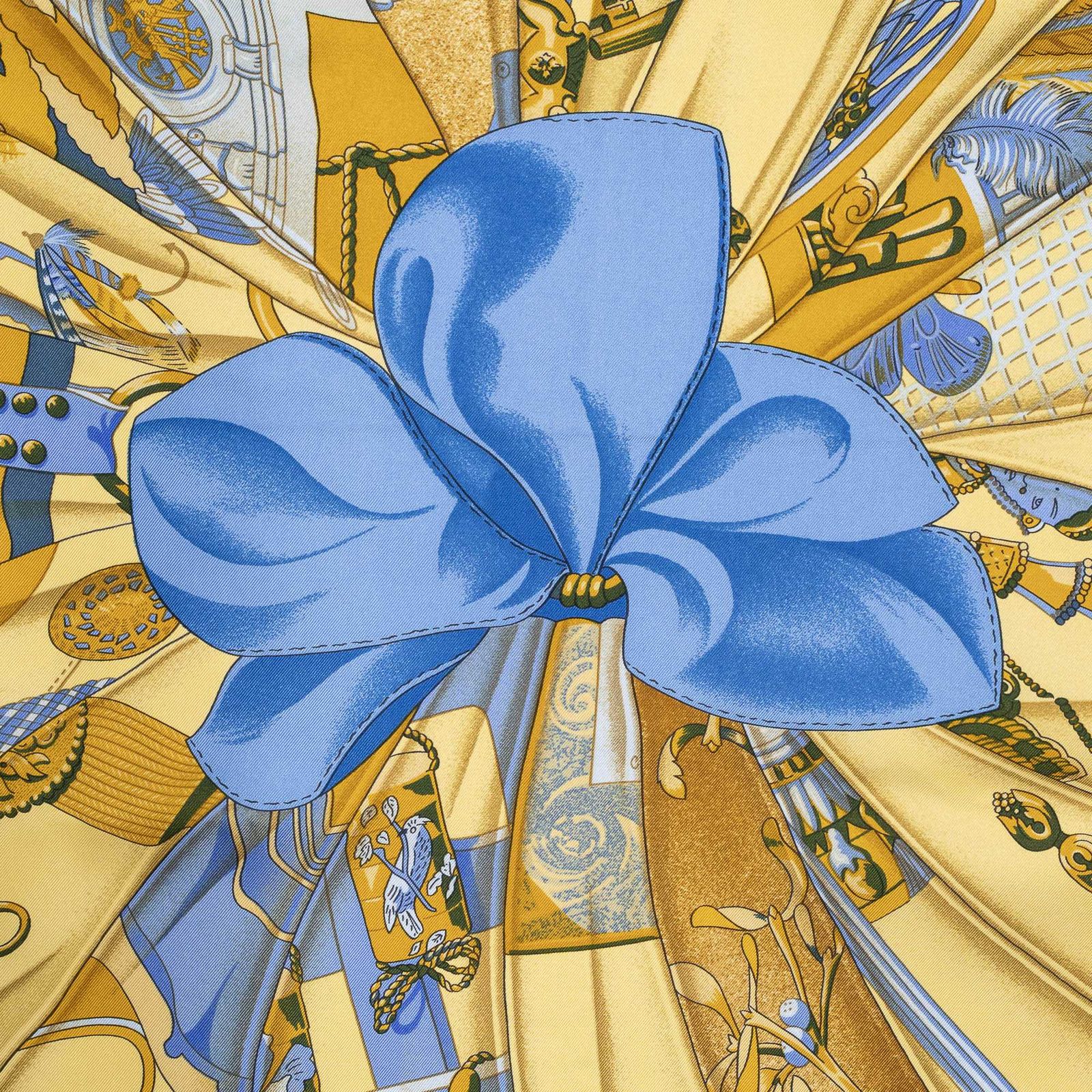 Hermes Scarf Navy Yellow 100% Twillsilk — view 3