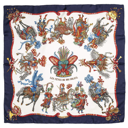 Hermes Scarf Navy Red White 100% Jacquardsilk — view 2