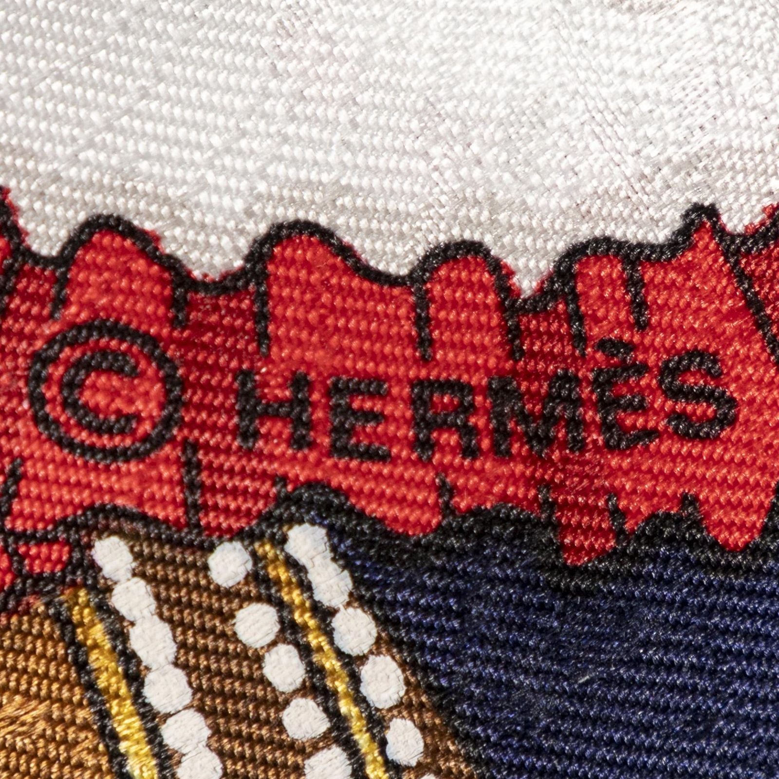 Hermes Scarf Navy Red White 100% Jacquardsilk — view 4