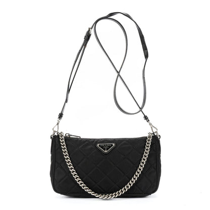 Prada Chain Shoulder Black Nylon Canvas