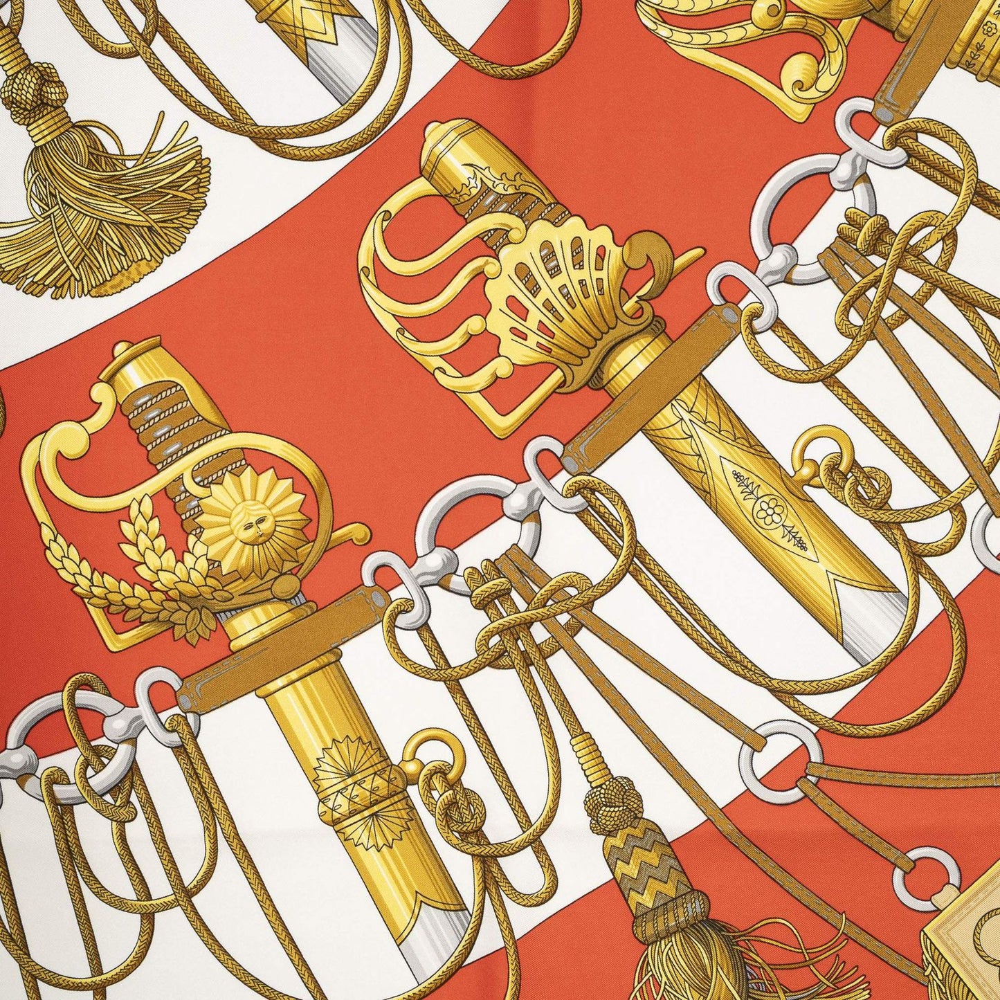 Hermes Scarf Red White 100% Twillsilk — view 3