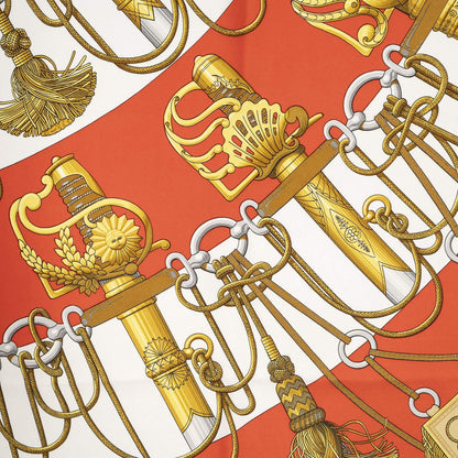 Hermes Scarf Red White 100% Twillsilk — view 3