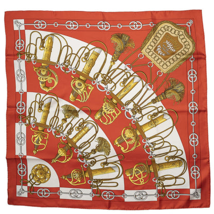 Hermes Scarf Red White 100% Twillsilk — view 2