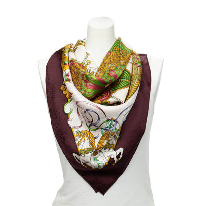 Hermes Scarf White 100% Jacquardsilk