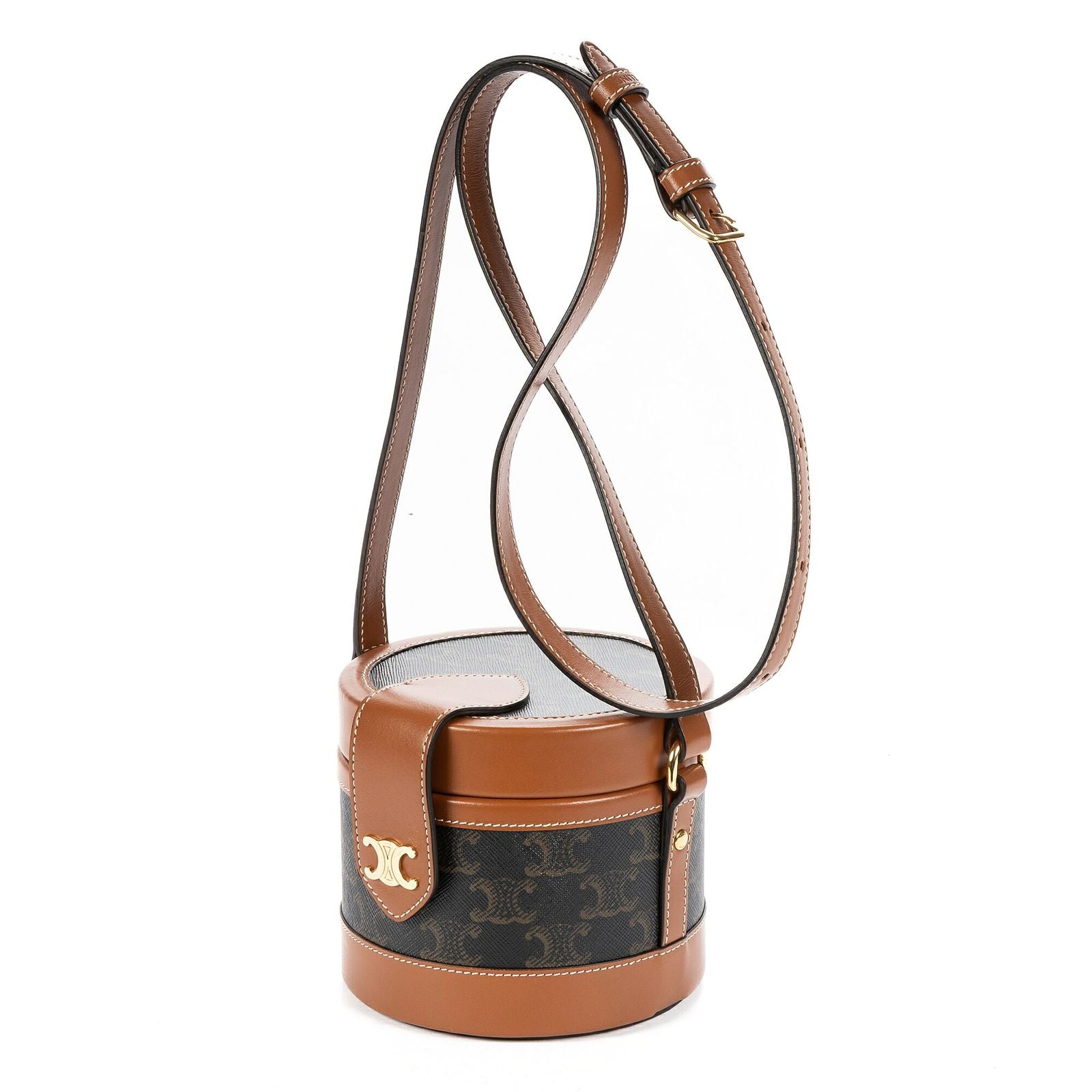Celine Small Tambour Crossbody Darkbrown Tantriomphe Canvas — view 2