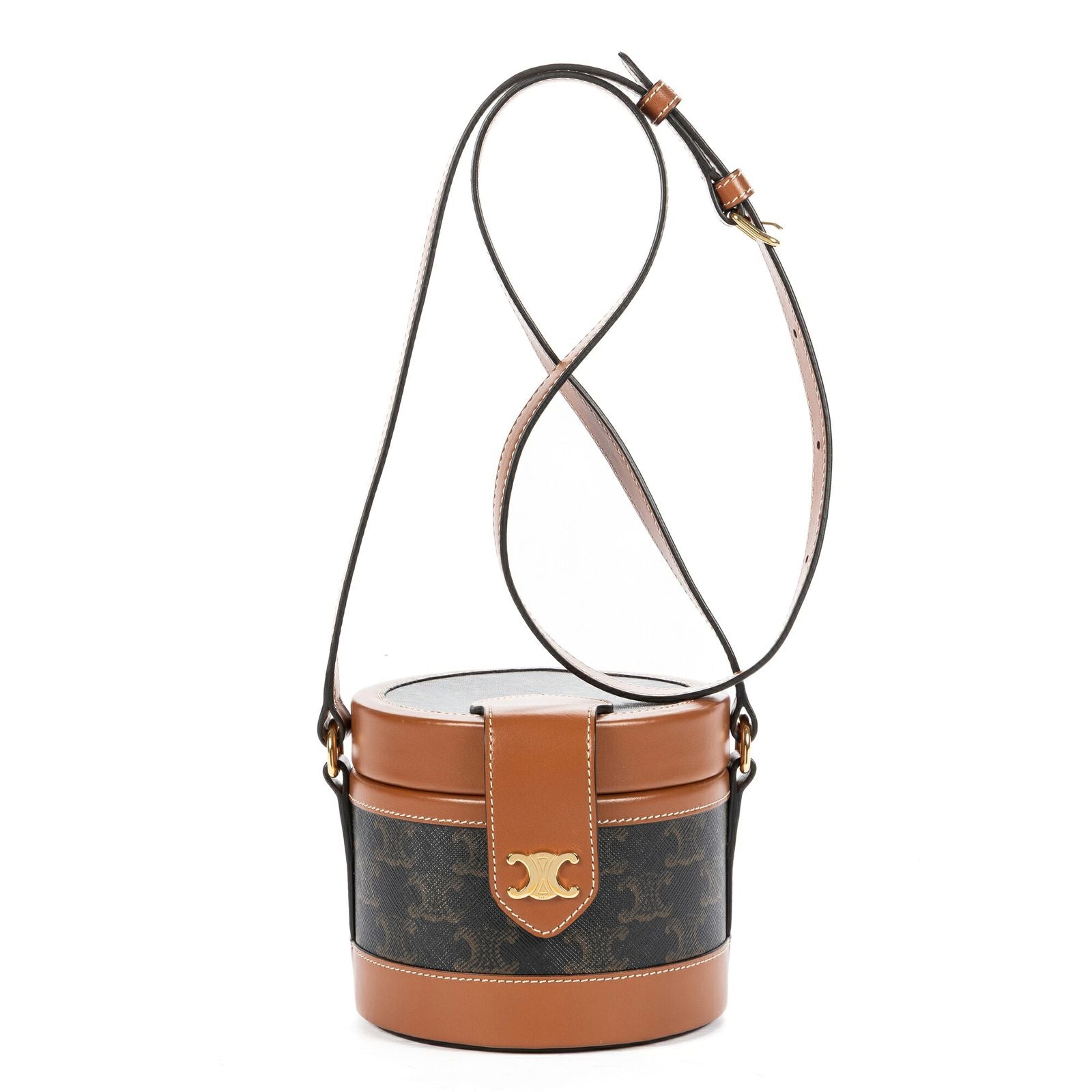 Celine Small Tambour Crossbody Darkbrown Tantriomphe Canvas