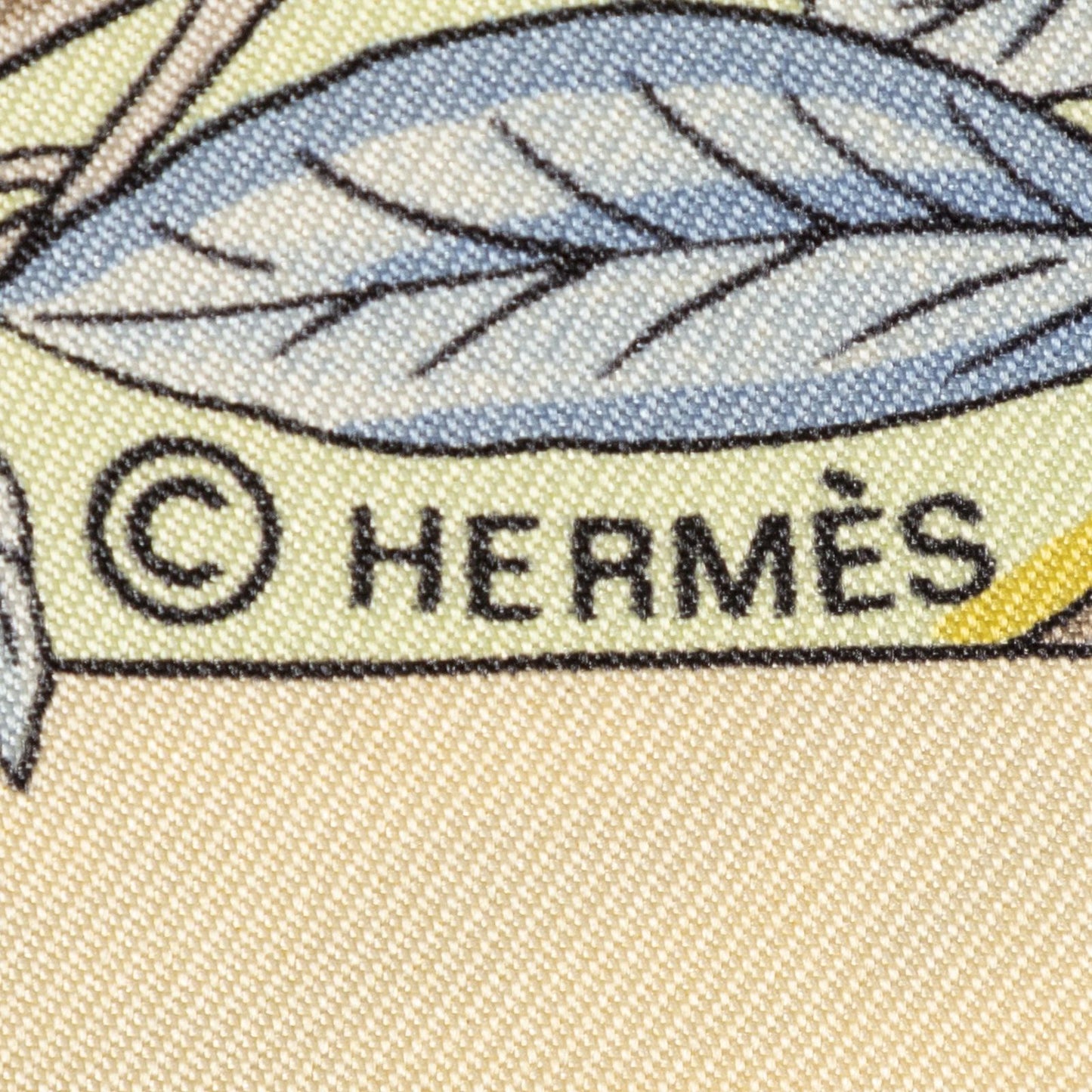 Hermes Scarf Lightbeige Blue Brown 100% Twillsilk — view 4