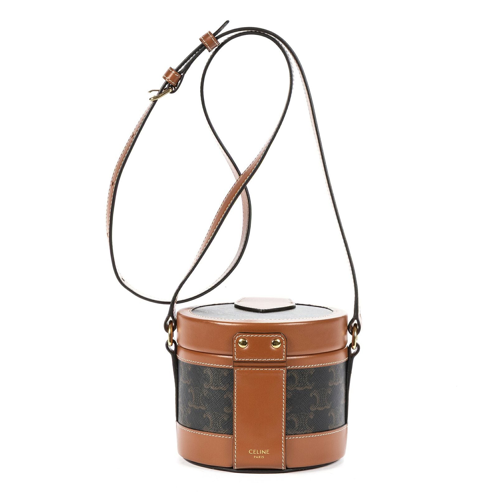 Celine Small Tambour Crossbody Darkbrown Tantriomphe Canvas — view 5