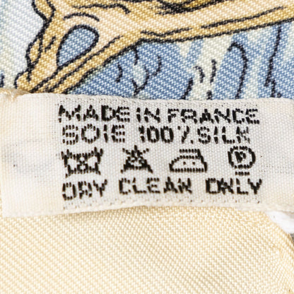 Hermes Scarf Lightbeige Blue Brown 100% Twillsilk — view 5