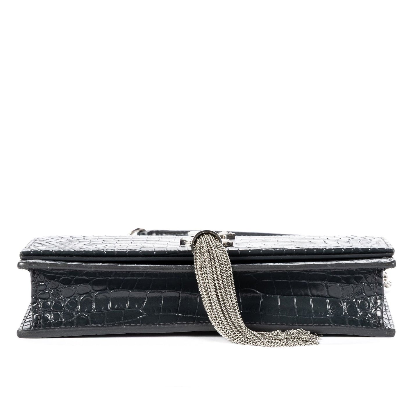 Saint Laurent Kate Tassel Chain Wallet Darkgray Crocoshape Pushleather Shoulder — view 6