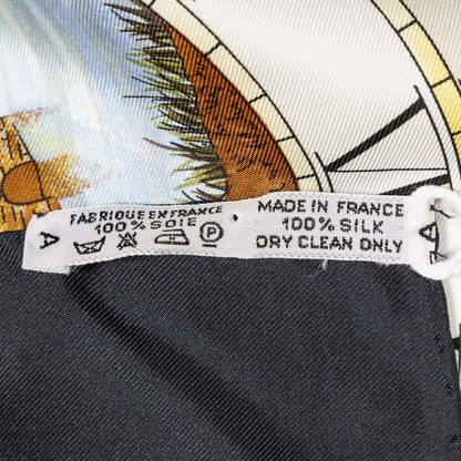 Hermes Scarf Black Red Yellow 100% Twillsilk — view 5