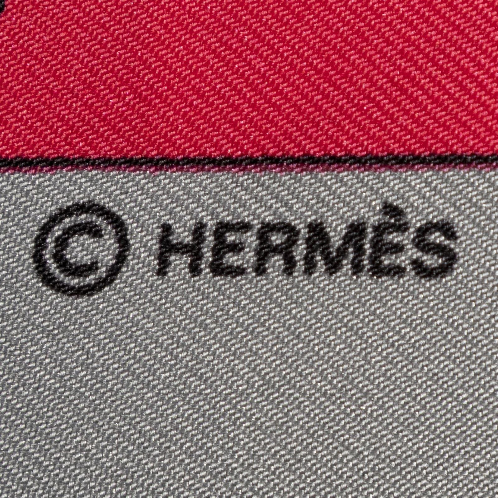 Hermes Scarf Black Red Yellow 100% Twillsilk — view 4