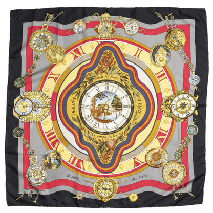Hermes Scarf Black Red Yellow 100% Twillsilk — view 2
