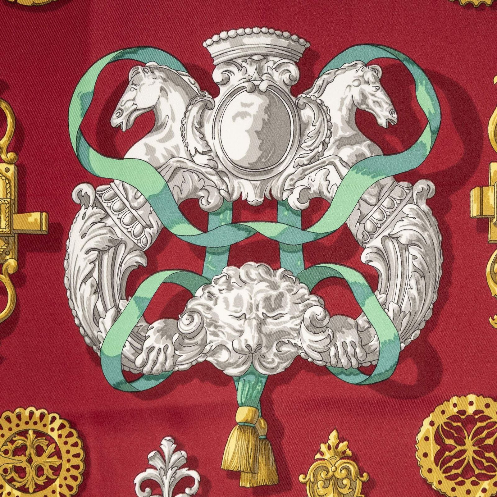 Hermes Scarf Red Green 100% Twillsilk — view 3