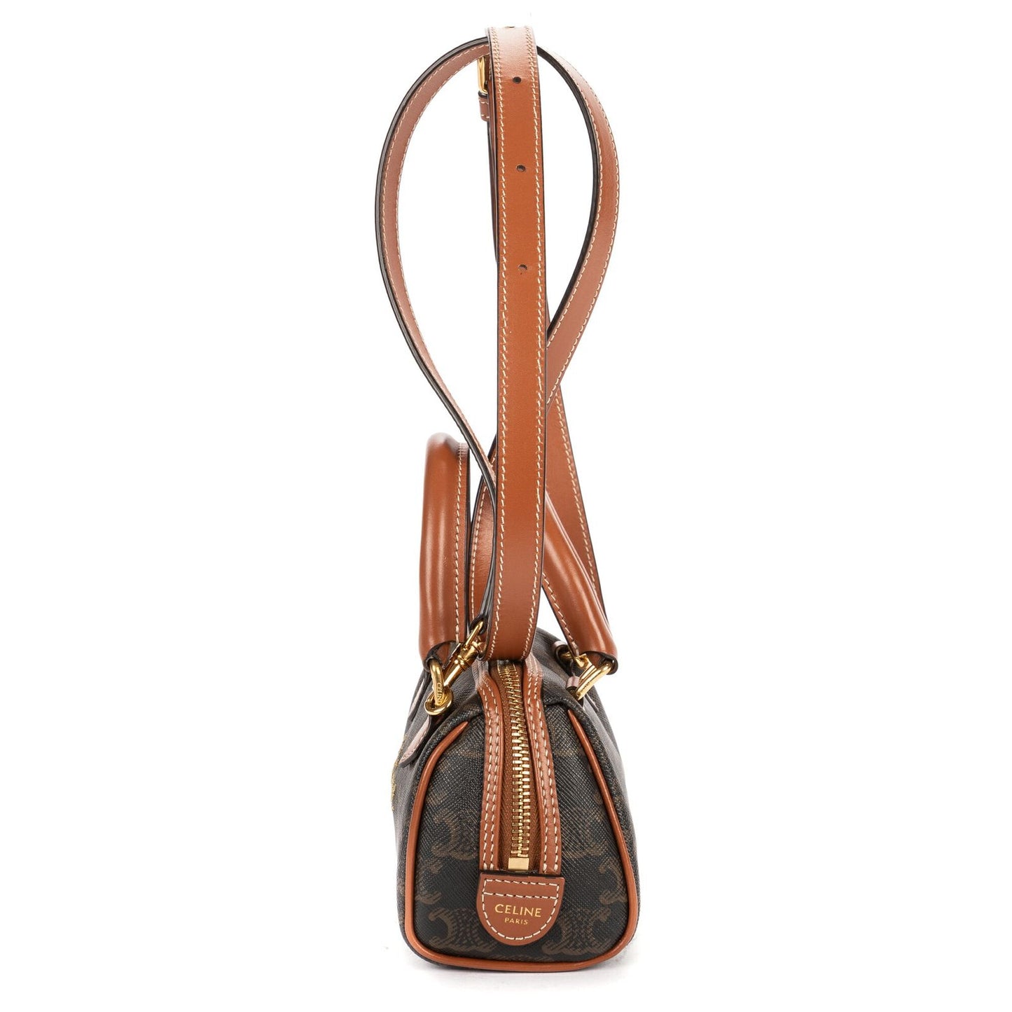 Celine Mini Boston Cross Bodydarkbrown Tantriomphe Canvas Crossbody — view 3