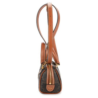 Celine Mini Boston Cross Bodydarkbrown Tantriomphe Canvas Crossbody — view 3