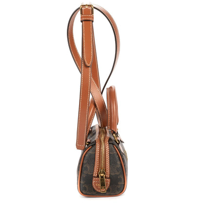 Celine Mini Boston Cross Bodydarkbrown Tantriomphe Canvas Crossbody — view 4